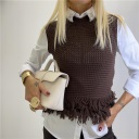 gilet corto con frange sul fondo fashion